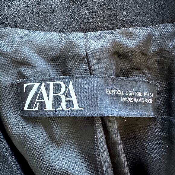 Zara Black Inverted Lapel Long Blazer Size XXL - Picture 7 of 14